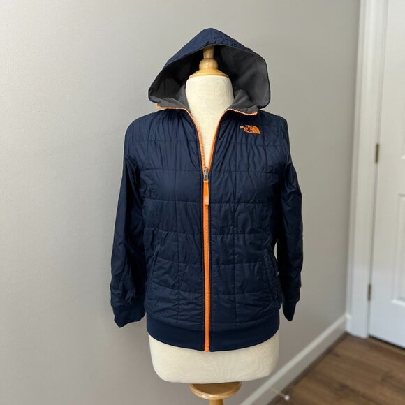 The North Face Quilted Puffer Reversible Hooded Jacket Sz L (14/16) - Picture 11 of 15